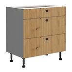Ava 80d 3s bb kuhinjski element 3 ladice 80x50x87 cm natur (artisan hrast)/siva