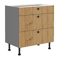 Ava 80d 3s bb kuhinjski element 3 ladice 80x50x87 cm natur (artisan hrast)/siva