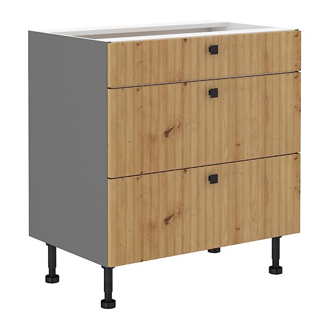 Ava 80d 3s bb kuhinjski element 3 ladice 80x50x87 cm natur (artisan hrast)/siva