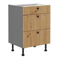 Ava 60d 3s bb kuhinjski element 3 ladice 60x50x87 cm natur (artisan hrast)/siva