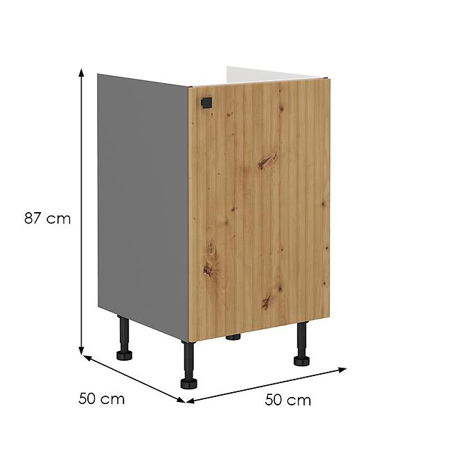 Ava 50 PLN 1f bb kuhinjski element 1 vrata 50x50x87 cm natur (artisan hrast)/siva
