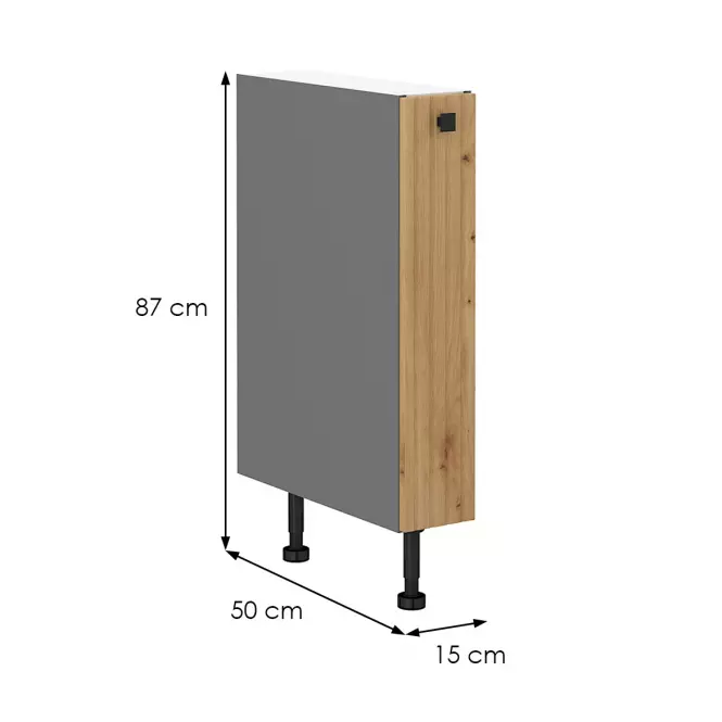 Ava 15d cargo bb kuhinjski element 1 vrata 15x50x87 cm natur (artisan hrast)/siva,2