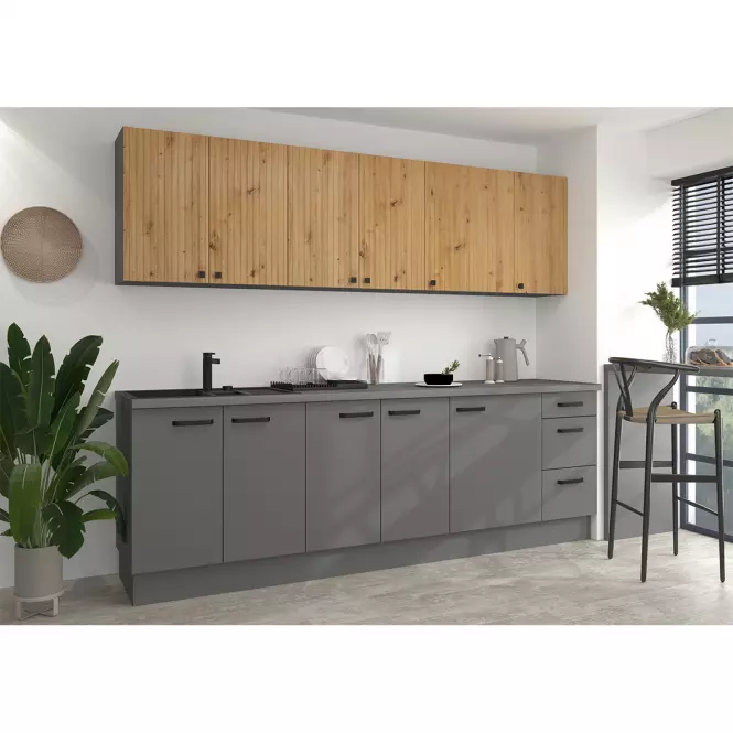 Ava 15d cargo bb kuhinjski element 1 vrata 15x50x87 cm natur (artisan hrast)/siva,6