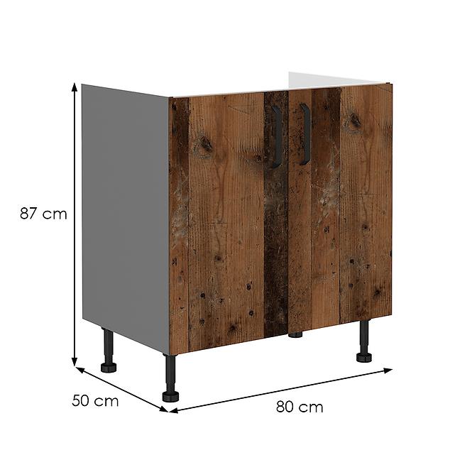 Tessa 80 PLN 2f bb kuhinjski element 2 vrata 80x50x87 cmrustik drvo/tamno sivi
