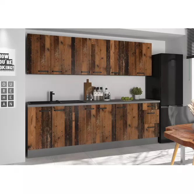 Tessa 80d 2f bb kuhinjski element 2 vrata 80x50x87 cm rustik drvo/tamno sivi,3