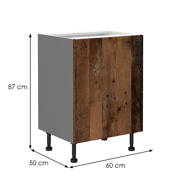 Tessa 60d 1f bb kuhinjski element 1 vrata 60x50x87 cm rustik drvo/tamno sivi