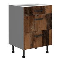 Tessa 60d 3s bb kuhinjski element 3 ladice 60x50x87 cm rustik drvo/tamno sivi