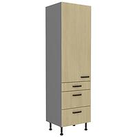 Scandi 60dks-215 1f 3s kuhinjski element 1 vrata+3 ladice 60x55x215 cm natur/tamno sivi