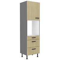 Scandi 60dps-215 1f 3skuhinjski element 1 vrata+3 ladice 60x57x215 cm natur/tamno sivi