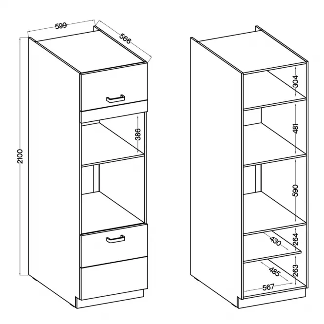 Nessa 60dpm-215 2f ormar 2vrata+2otvora za pećnicu 60x55x215 tamno sivi,3