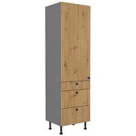 Ava 60dks-215 1f 3s kuhinjski element 1 vrata+3 ladice 60x55x215 cm natur (artisan hrast)/siva