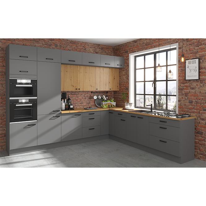 Ava 60dks-215 1f 3s kuhinjski element 1 vrata+3 ladice 60x55x215 cm natur (artisan hrast)/siva