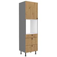 Ava 60dps-215 1f 3s kuhinjski element 1 vrata+ 3 ladice 60x57x215 cm natur (artisan hrast)/siva