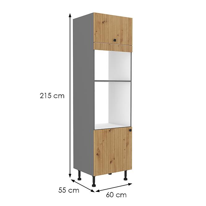 Ava 60dpm-215 2f kuhinjski element  2 vrata+ 1 polica 60x55x215 cm natur (artisan hrast)/siva