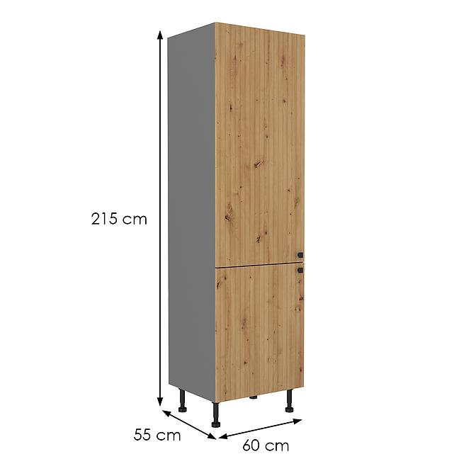 Ava 60lo-215 2f kuhinjski element 2 vrata 60x55x215 cm natur (artisan hrast)/siva