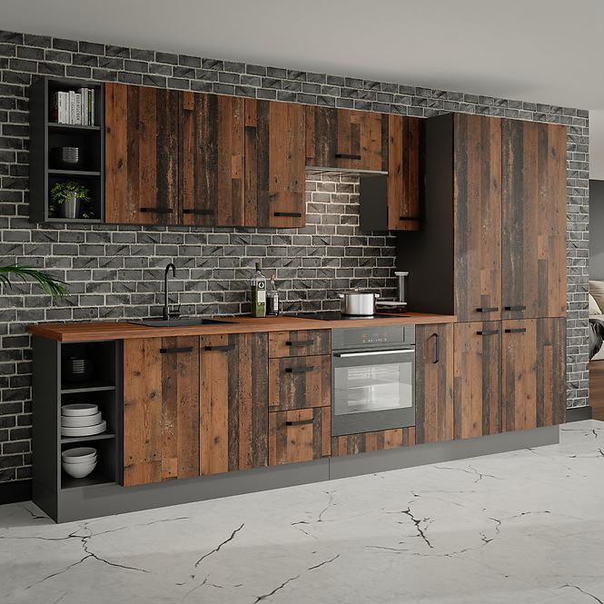 Tessa 60dk-215 2f kuhinjski element 2 vrata 60x55x215 cm rustik drvo/tamno sivi