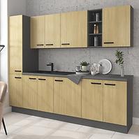 Scandi kuhinja bez radne ploče 260x57x215 cm natur/tamno siva