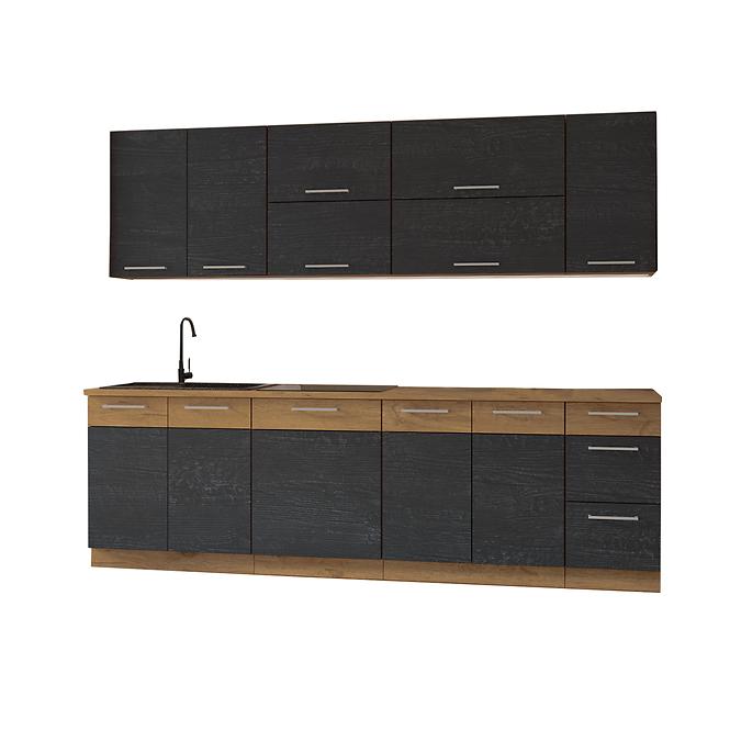 Vigo Dark kuhinja bez radne ploče 260x50x200 hrast/siva mat