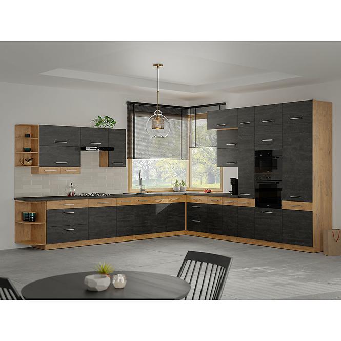 Vigo Dark kuhinja bez radne ploče 260x50x200 hrast/siva mat