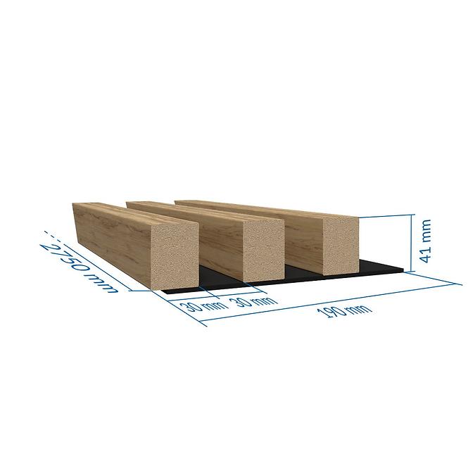 Zidni panel s lamelama 3d mdf/hdf hrast catania 41x190x2750