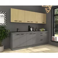 Scandi/Nessa kuhinja bez radne ploče 260x50x200 cm natur/tamno siva Scandi/Nessa kuhinja bez radne ploče 260x50x200 cm natur/tamno siva