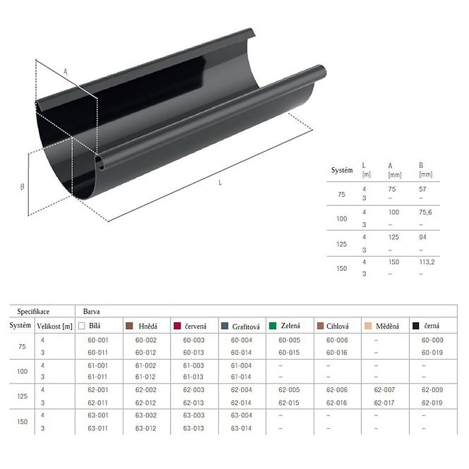 Krovni oluk 100 mm 2 m Bryza smeđi