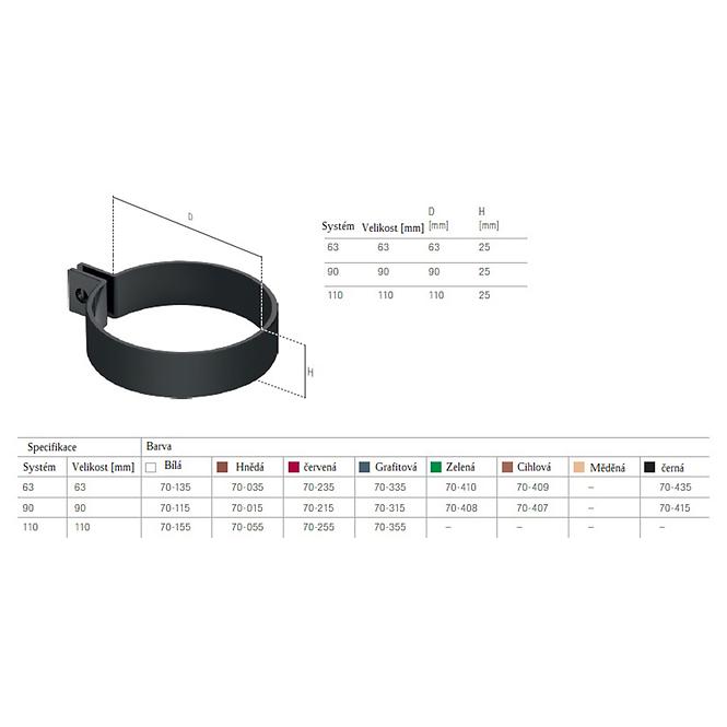 Obujmica metalna 90 mm Bryza u boji cigle,3