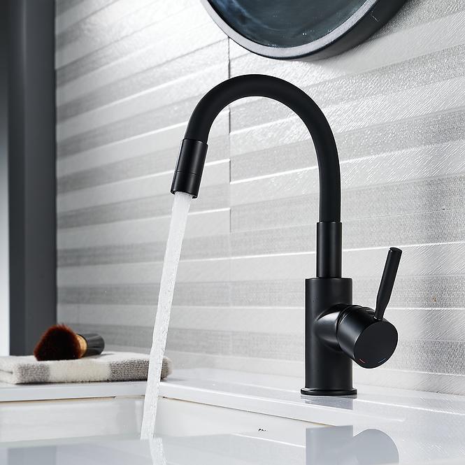 Fleksibilna slavina za umivaonik i sudoper Mini black