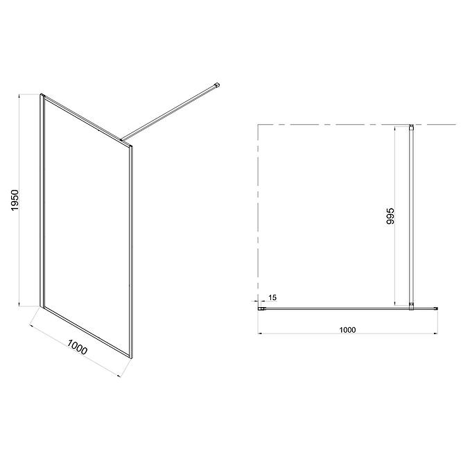 Tuš stijena Walk-In Tiz 100x195 Chrom