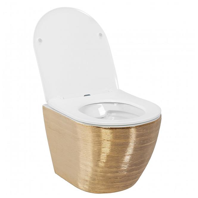 Viseća WC školjka Carlo Mini Rimless Gold Brush/White