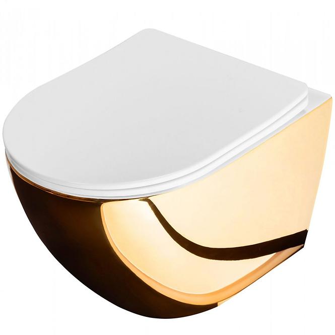 Viseća WC školjka Carlo Mini Rimless gold/white