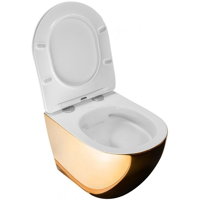 Viseća WC školjka Carlo Mini Rimless gold/white