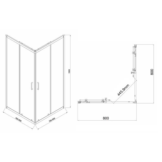 Kvadratna kabina Mika 80x80x190 Black