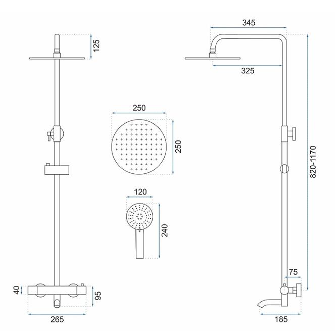 Termostatski tuš stup Lungo Rea P6608 bijeli