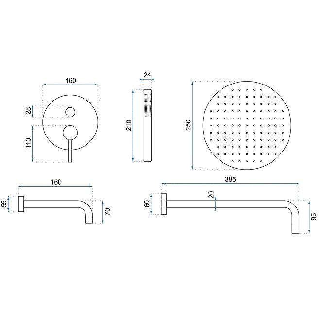 Ugradbeni set Lungo Rea P6612 krom