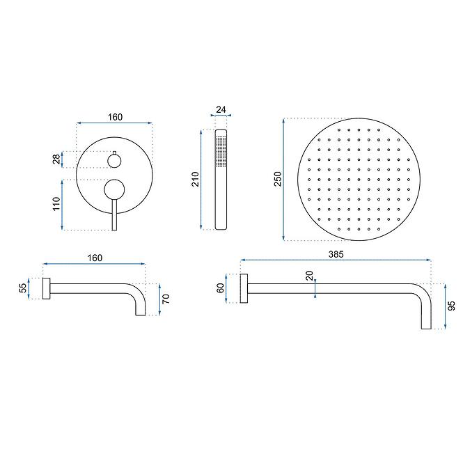 Ugradbeni set Lungo Rea P4112 crni