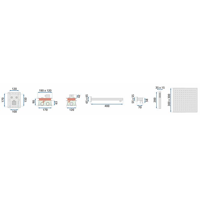 Tuš set + termostat Fenix-Davis Rea P6324 zlatni