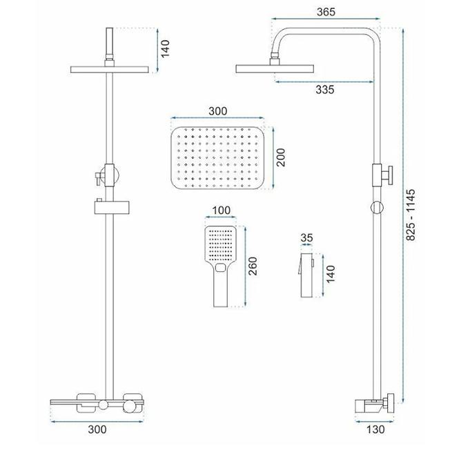 Tuš set Helix Rea P6620 krom