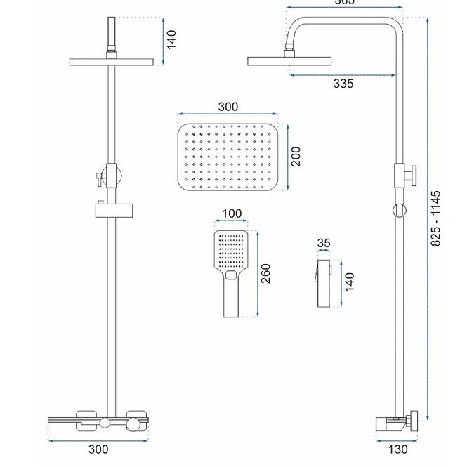 Tuš set Helix Rea P6618 crni