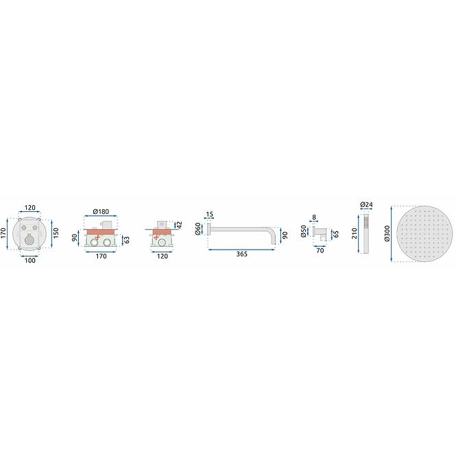 Termostatski tuš set Lungo-Miller Rea P6715 krom