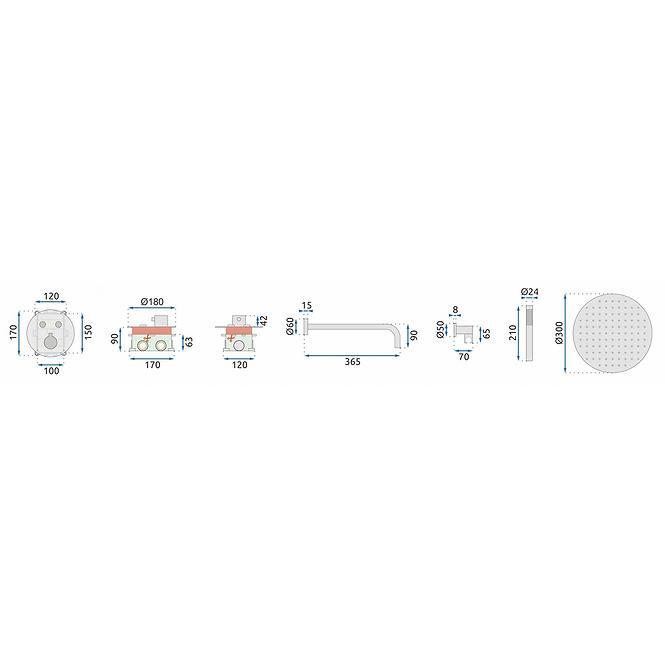 Termostatski tuš set Lungo-Miller Rea P6713 crni