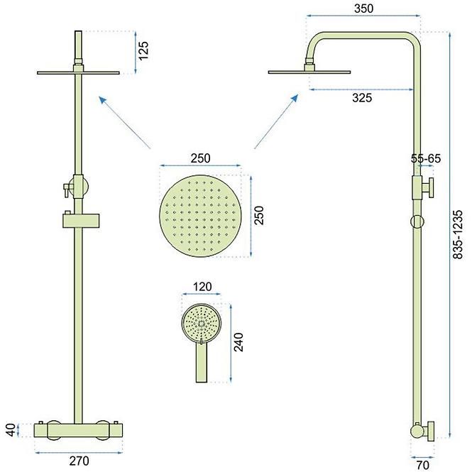 Tuš set s termostatom Vincent Rea P8005 zlatni
