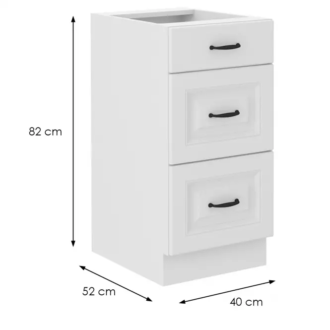 Kuhinjski ormarić Stilo bijeli mat/bijeli 40D 3S BB,2