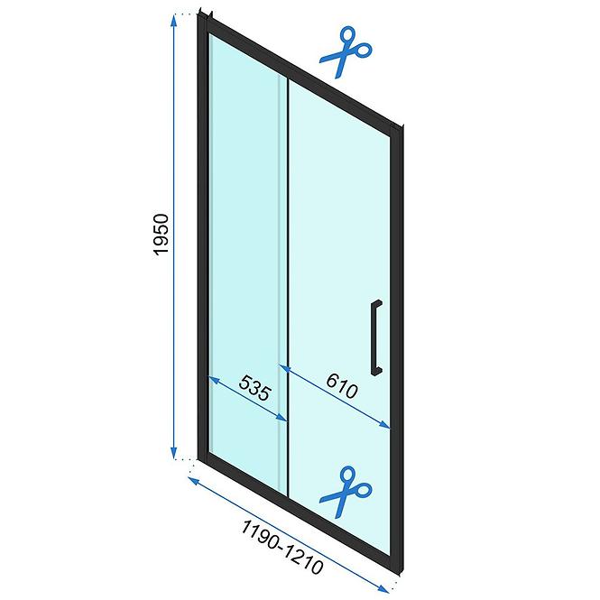 Tuš vrata Rapid Slide 120x195 black Rea K6402