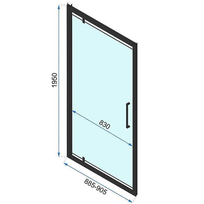 Tuš vrata Rapid Swing 90x195 black Rea K6409