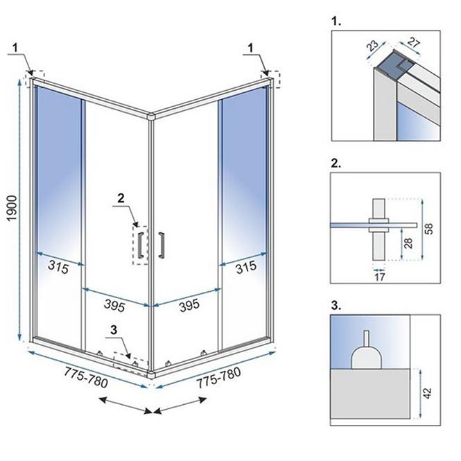 Tuš kabina Punto Rea K4800 80x80x190 black