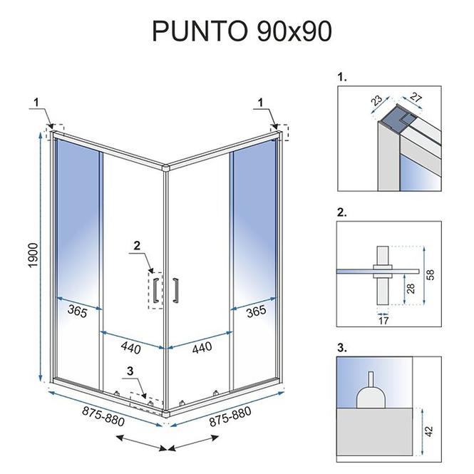 Tuš kabina Punto Rea K4801 90x90x190 black