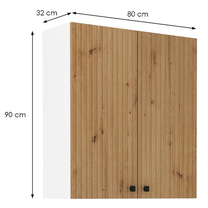Kuhinjski ormarić Mia hrast artisan/bijeli 80g-90 2f