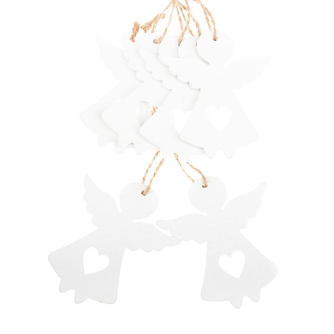 Drveni viseći anđeo set 6 kom 7x7x0.3cm svic192066
