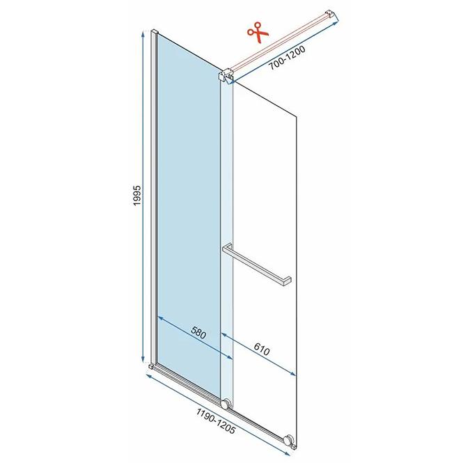 Tuš stijena Walk-in Cortis Rea K7211 120x200 chrom